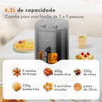 Gaabor Fritadeira Sem Óleo Duo 4,2L Analógica Visor Transparente Janela AF-45M02A
