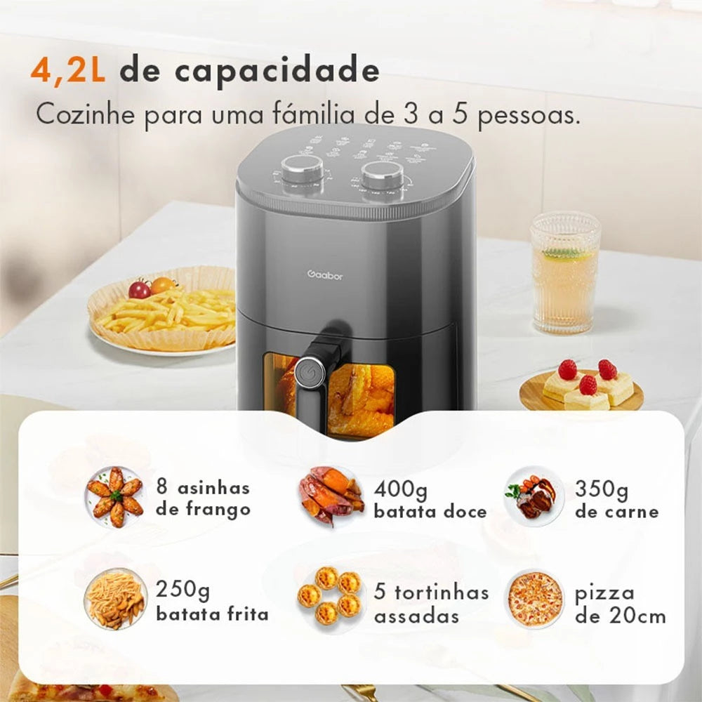 Gaabor Fritadeira Sem Óleo Duo 4,2L Analógica Visor Transparente Janela AF-45M02A