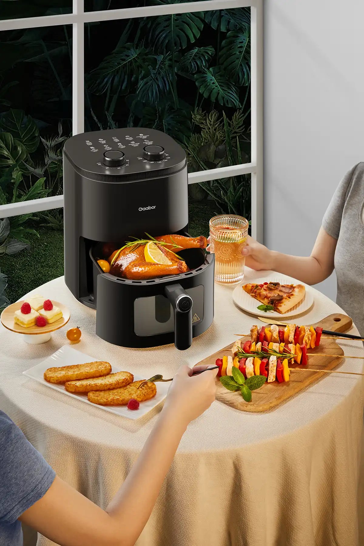 Gaabor Beautiful Black 10 in 1 5 Quart Non Toxic Glass Air Fryer 