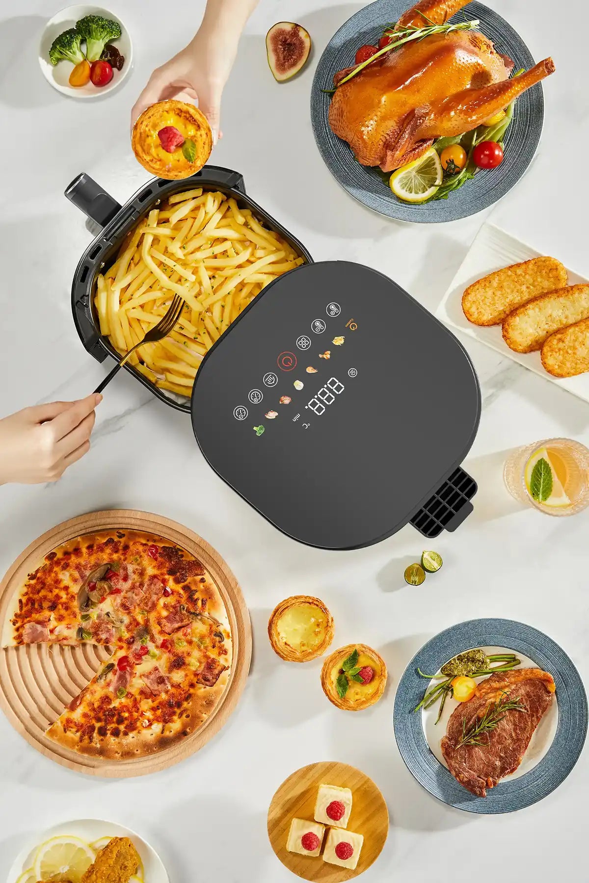 Gaabor Beautiful Black 10 in 1 5 Quart Non Toxic Glass Air Fryer 