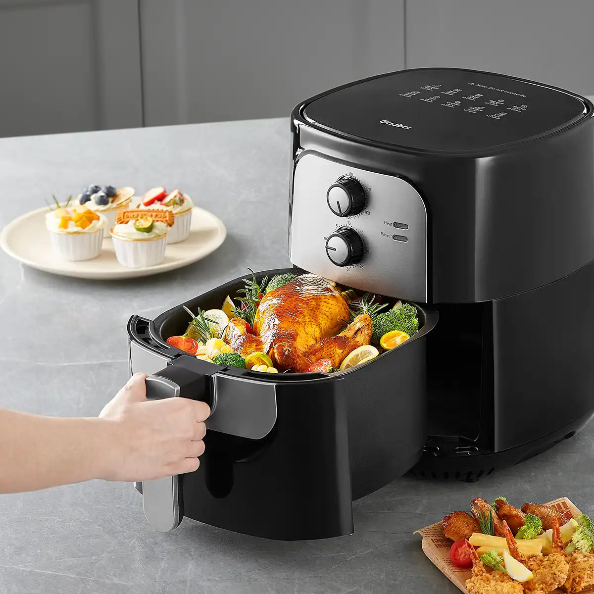 Gaabor 10-in-1 Oil-Free Air Fryer, Black Square, 6.5 Quart AF-65M01A