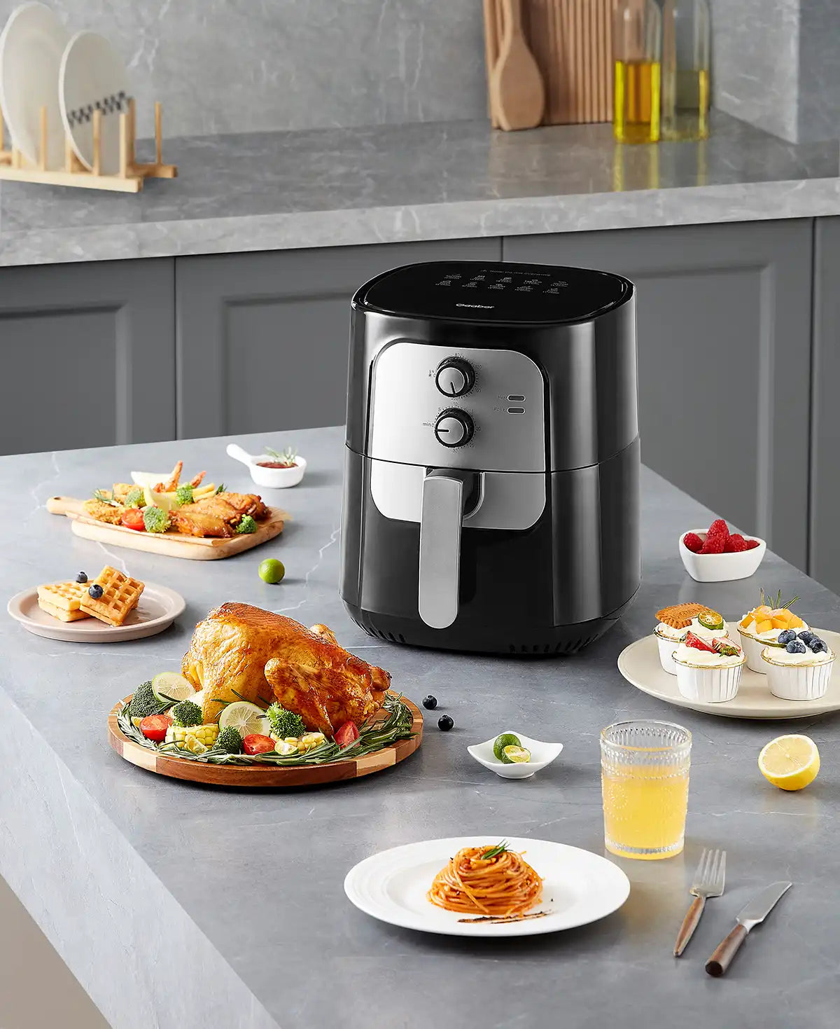 Gaabor 10-in-1 Oil-Free Air Fryer, Black Square, 6.5 Quart AF-65M01A