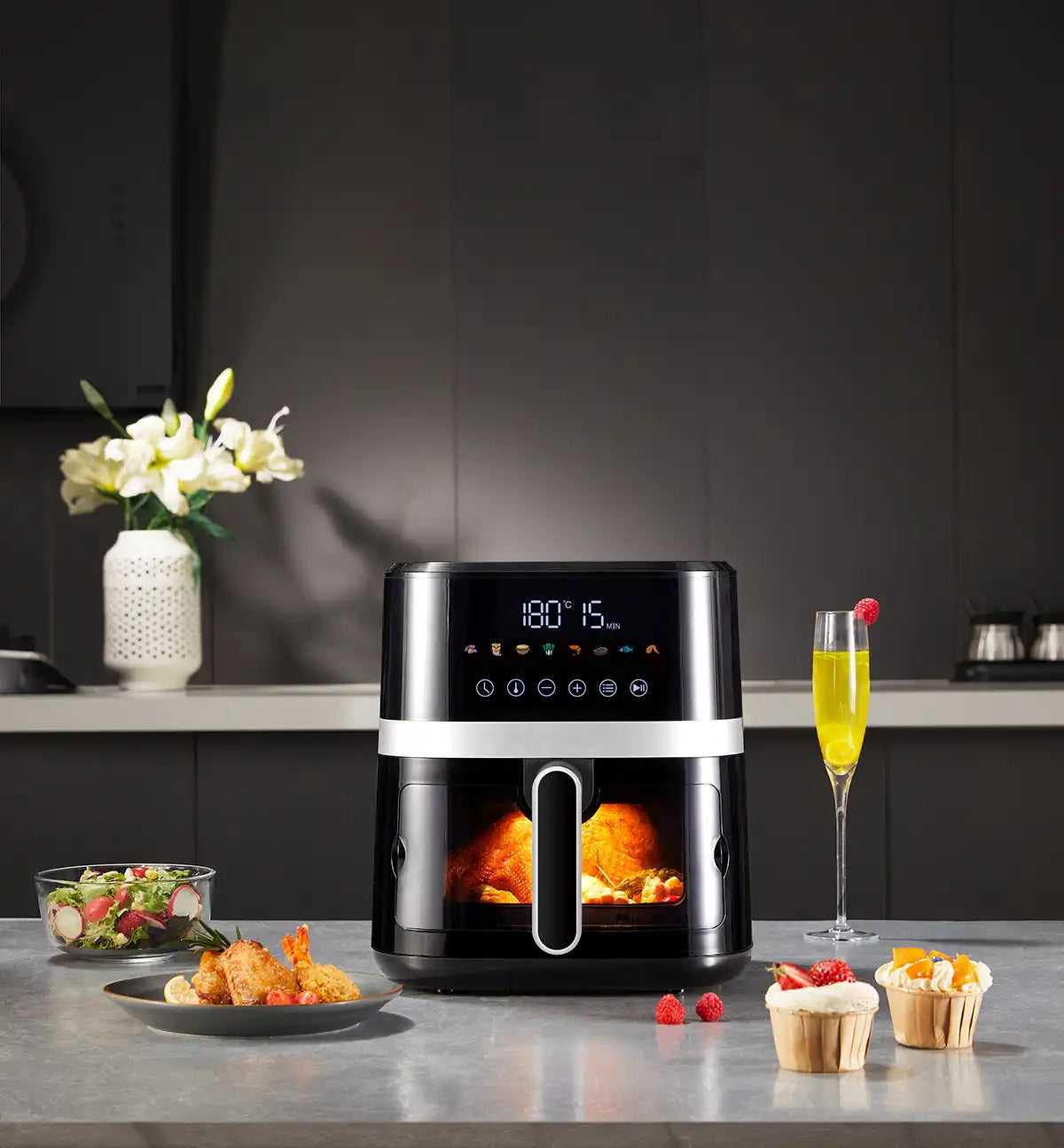 Gaabor 6.5 Quart Black Glass Digital Air Fryer AF-65TBK01A