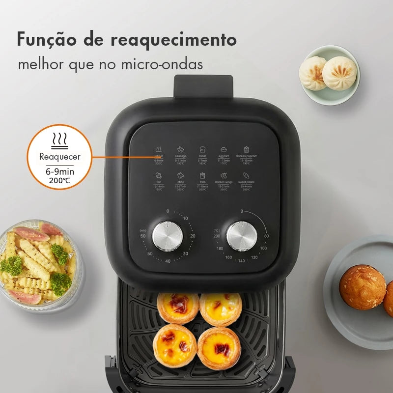 Fritadeira Elétrica Gaabor 6,5L 1600W Circulação de Ar 360° Controle Inteligente de Temperatura 10 Menus AF-80M01A