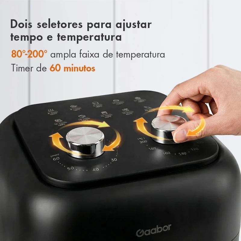 Fritadeira Elétrica Gaabor 6,5L 1600W Circulação de Ar 360° Controle Inteligente de Temperatura 10 Menus AF-80M01A