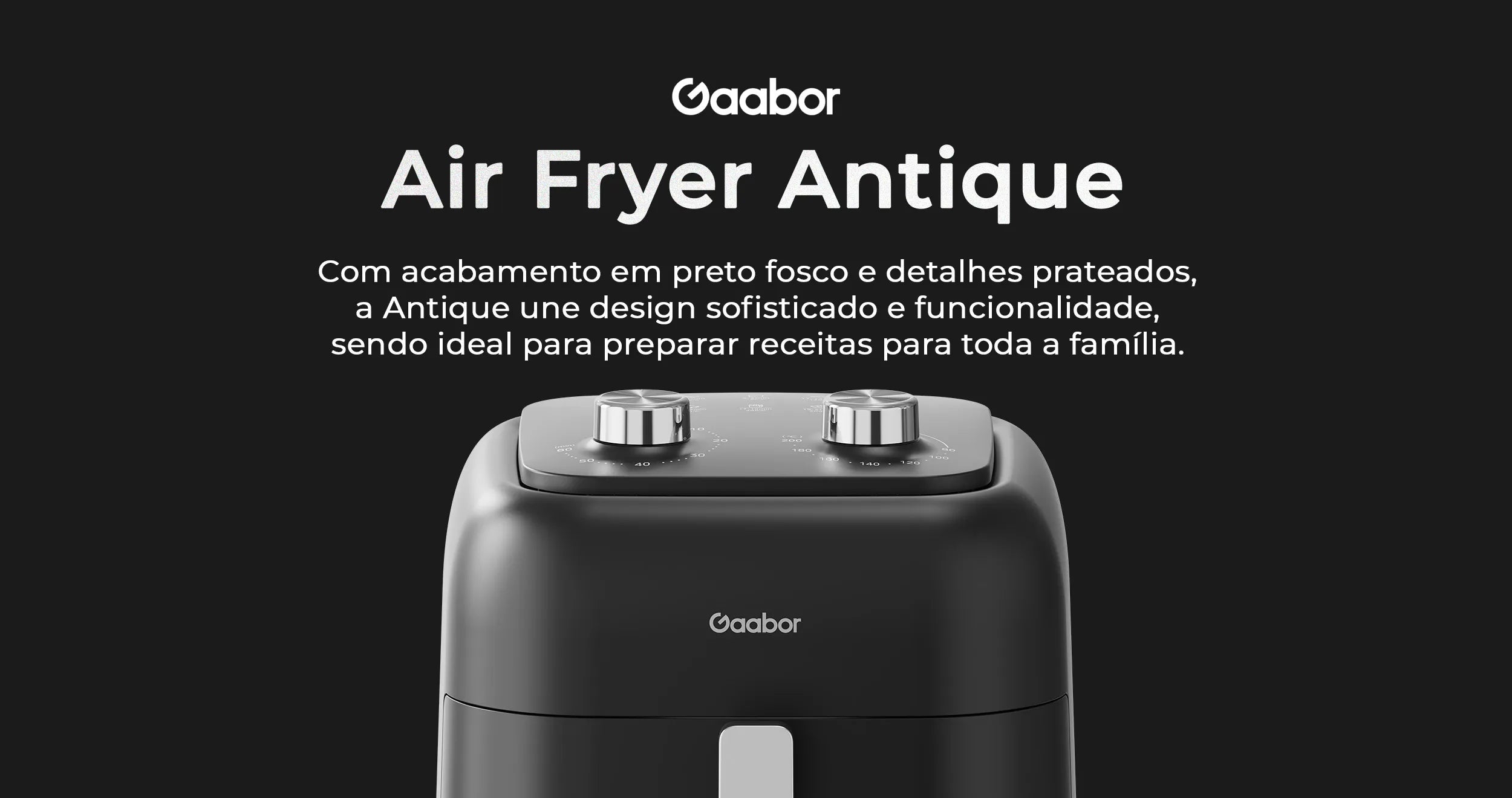 Fritadeira Elétrica Gaabor 6,5L 1600W Circulação de Ar 360° Controle Inteligente de Temperatura 10 Menus AF-80M01A