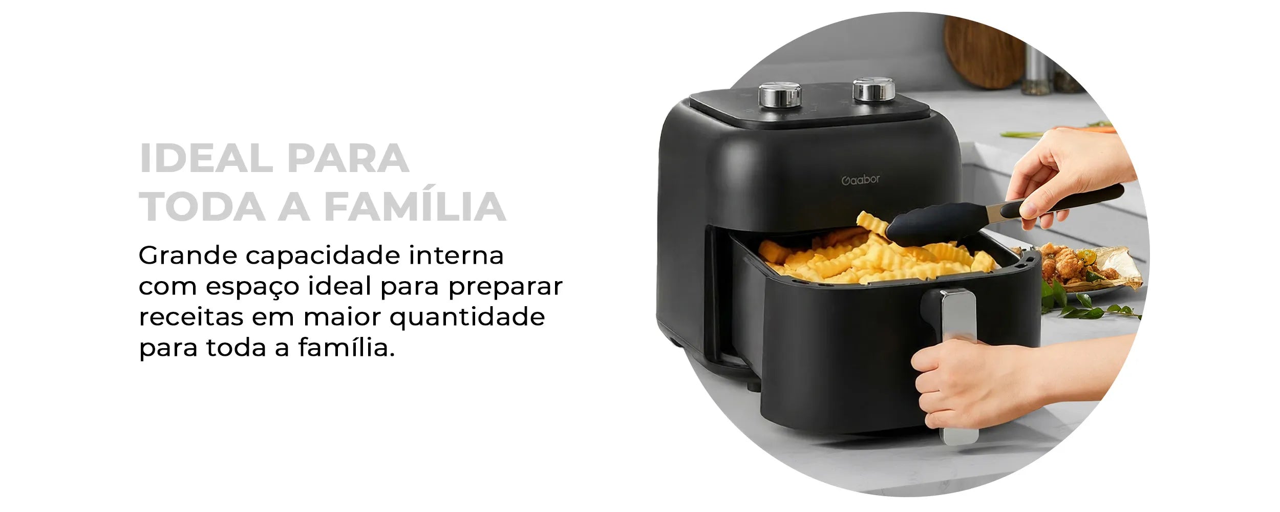 Fritadeira Elétrica Gaabor 6,5L 1600W Circulação de Ar 360° Controle Inteligente de Temperatura 10 Menus AF-80M01A