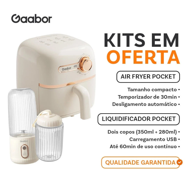 Kit Air Fryer Gaabor Pocket AF20M-YE01A + Copo Mixer FP03T-WH01A