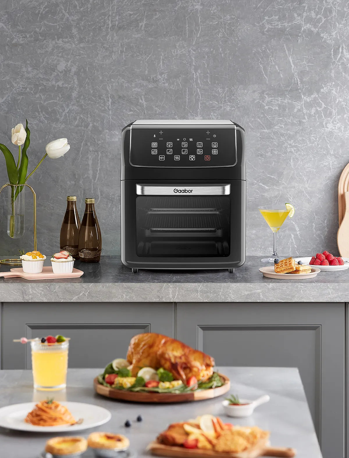 Black Glass Transparent Visualization Air Fryer Oven 12L Gaabor & Flavor and Convenience 