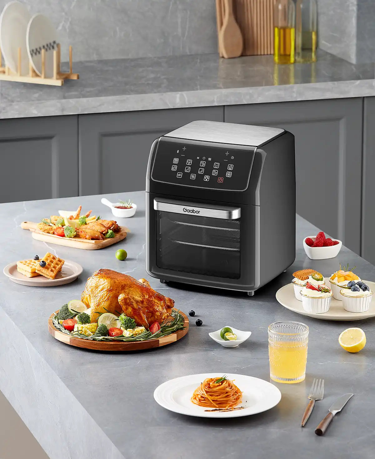 Black Glass Transparent Visualization Air Fryer Oven 12L Gaabor & Flavor and Convenience 