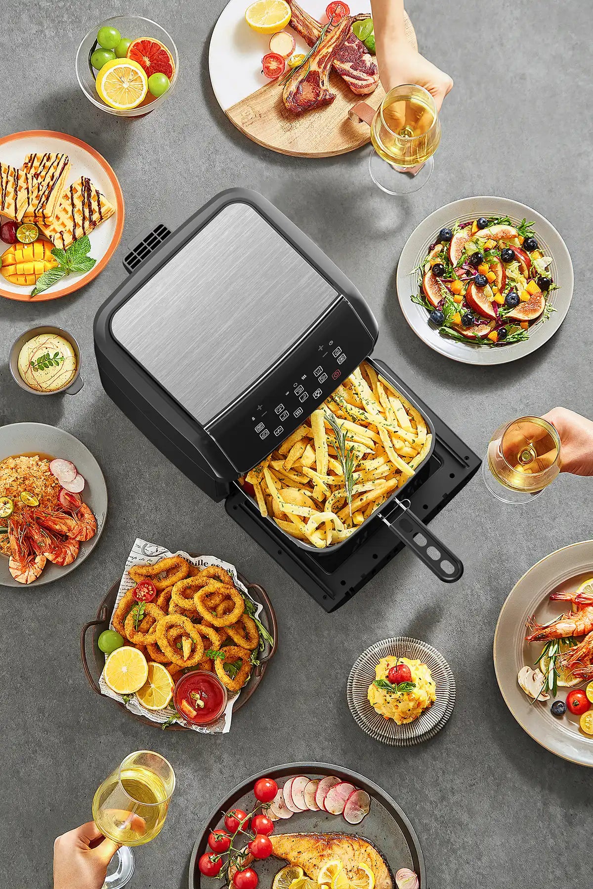 Black Glass Transparent Visualization Air Fryer Oven 12L Gaabor & Flavor and Convenience 