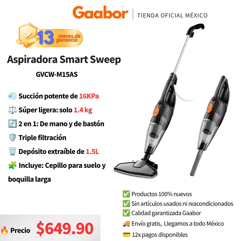 Aspiradora Gaabor 2 en 1 Smart Sweep GVCW-M15AS