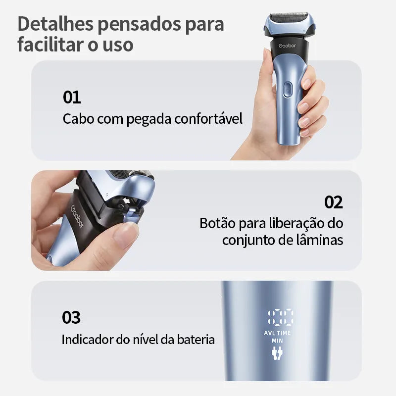 Barbeador Elétrico Portátil Gaabor com Carregador ER-T02A