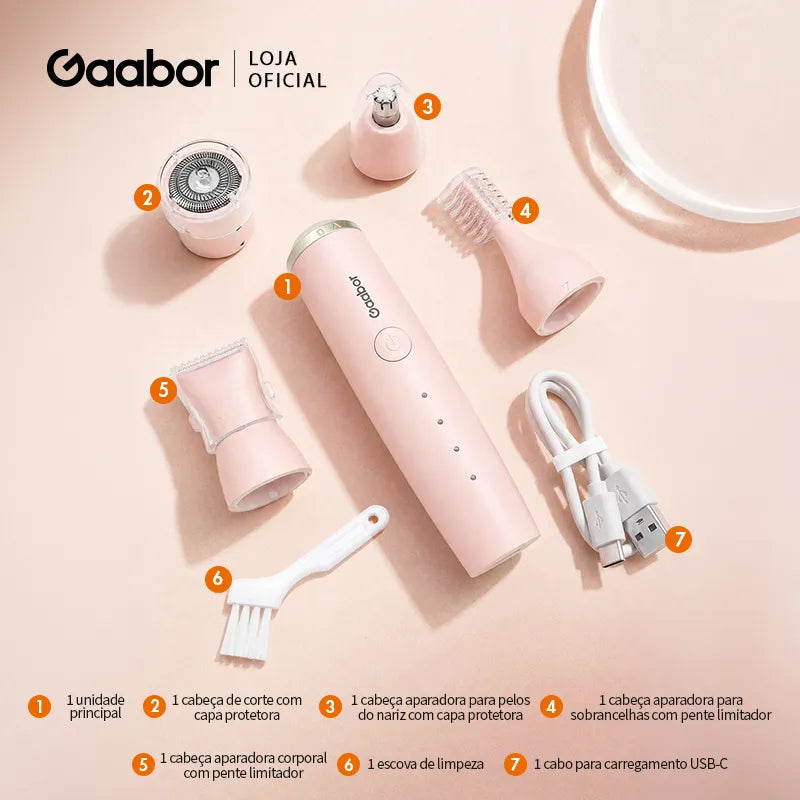 Depilador Elétrico Portátil Rosa Gaabor para Mulheres ER-T02A