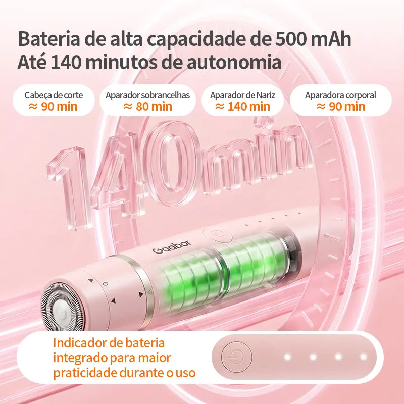 Depilador Elétrico Portátil Rosa Gaabor para Mulheres ER-T02A