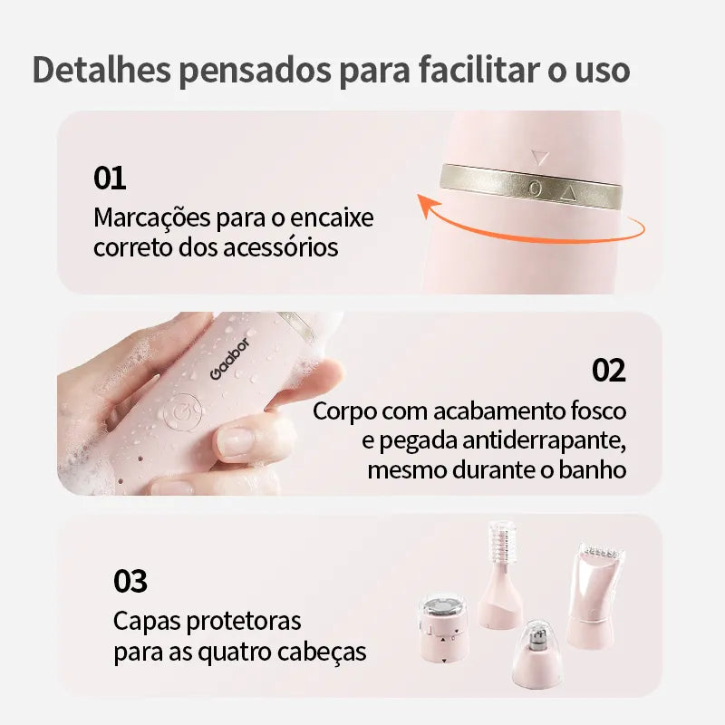 Depilador Elétrico Portátil Rosa Gaabor para Mulheres ER-T02A