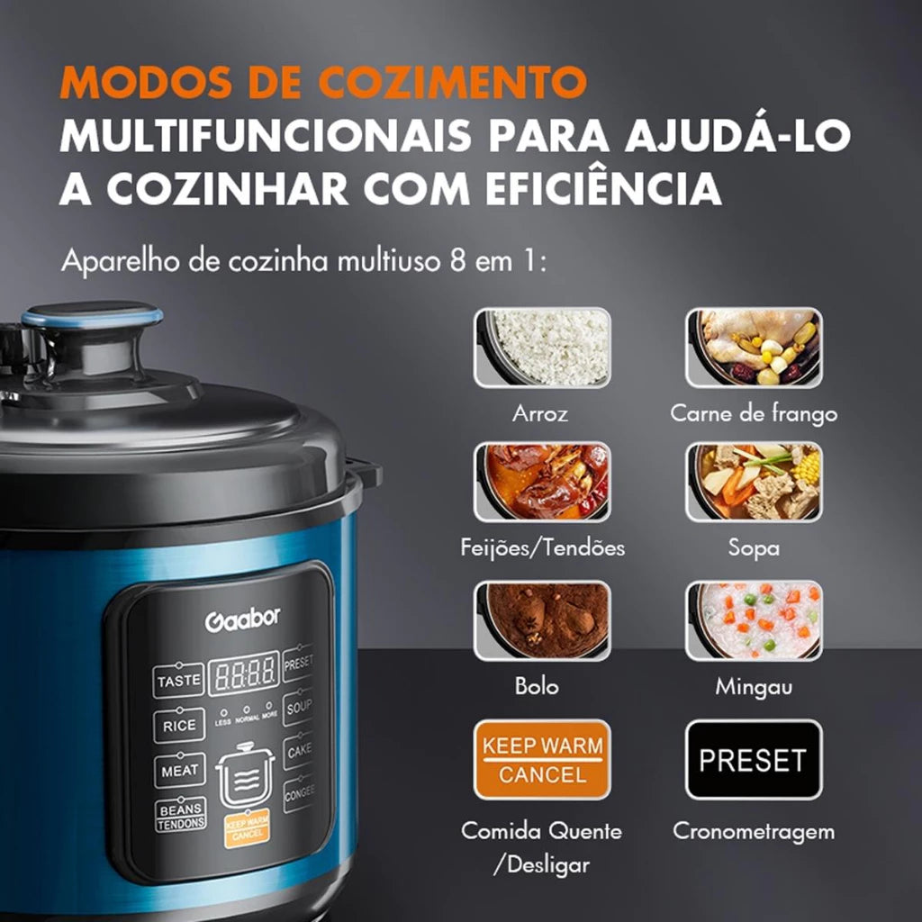 Gaabor Multifunctional 6L Electric Pressure Cooker 1000W 8 Functions RC-S60E01A