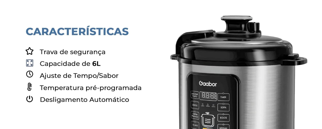 Gaabor 6L Multifunctional Electric Pressure Cooker 1000W 8 Functions RC-S60E02A