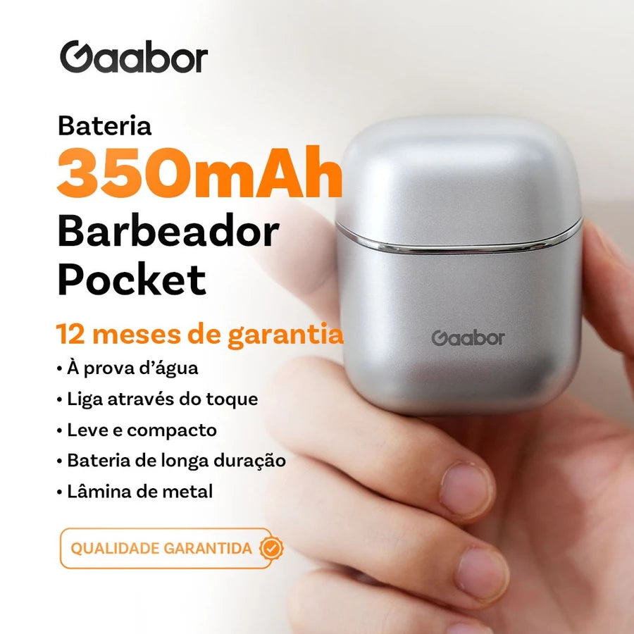 Gaabor Silver Pocket Electric Shaver and Razor for Men ER-T01A