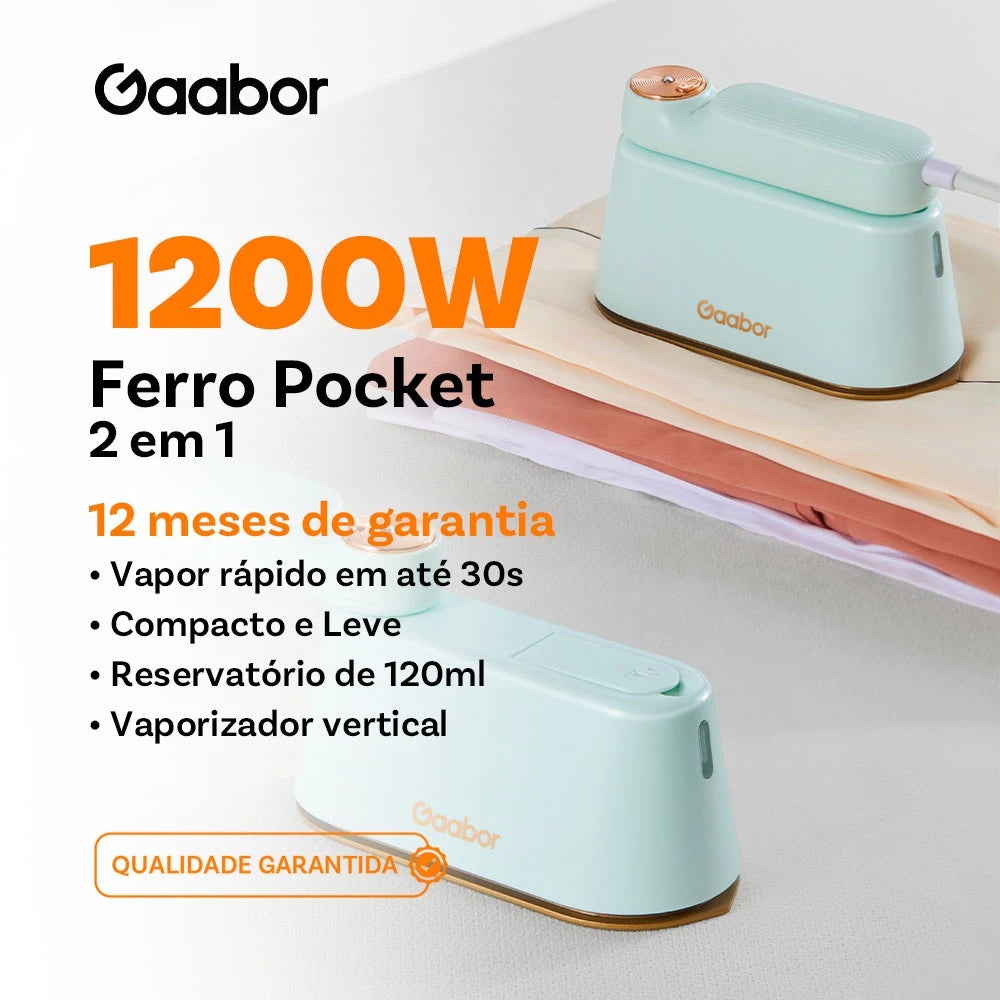 Ferro a Vapor Portátil Gaabor Fast Steam com Luva HM-M01A
