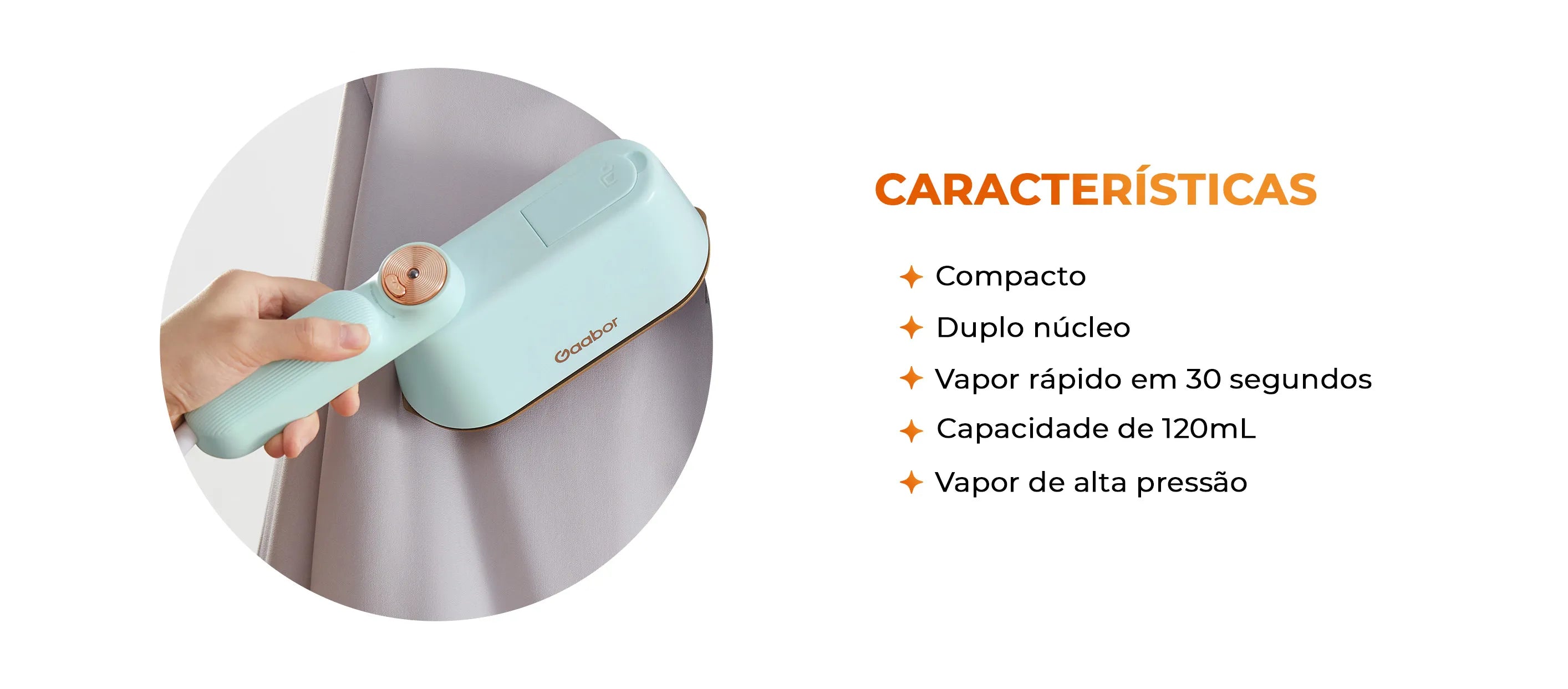 Ferro a Vapor Portátil Gaabor Fast Steam com Luva HM-M01A