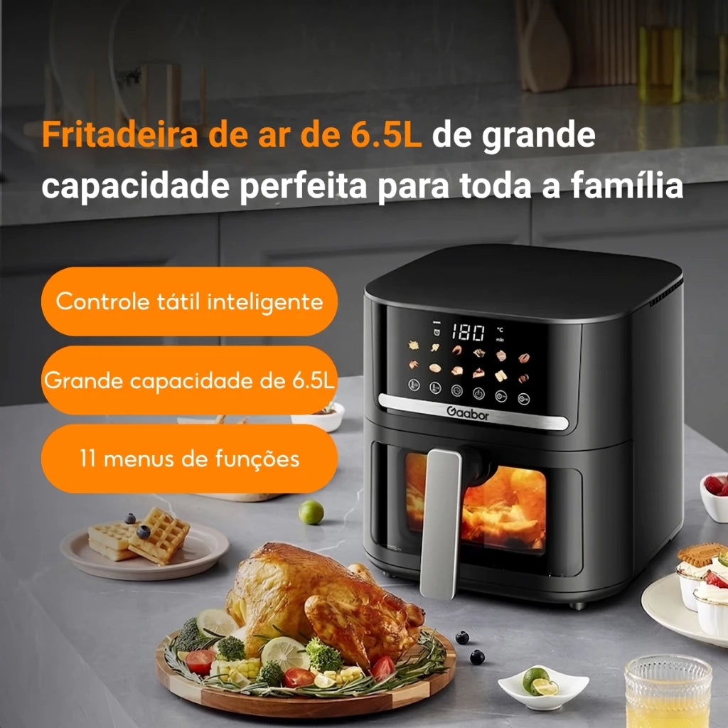 Fritadeira Air Fryer Gaabor 6.5L Tela Touch Colorida com agendamento conservação