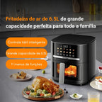 Fritadeira Air Fryer Gaabor 6.5L Tela Touch Colorida com agendamento conservação