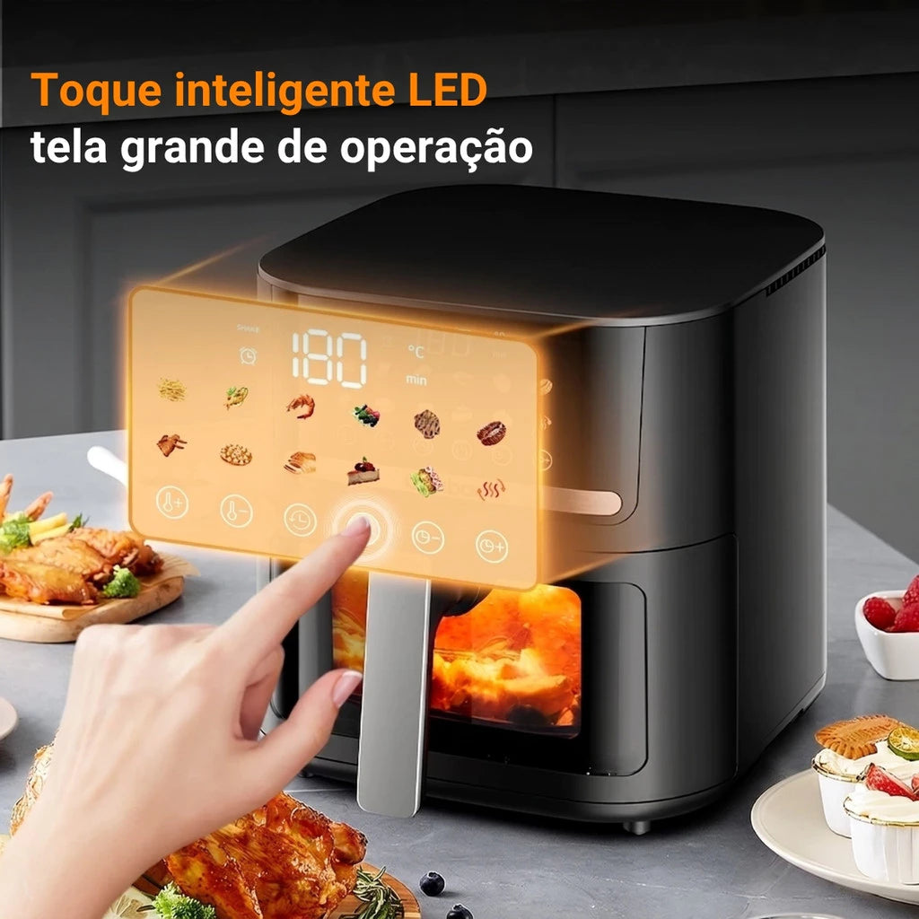 Fritadeira Air Fryer Gaabor 6.5L Tela Touch Colorida com agendamento conservação