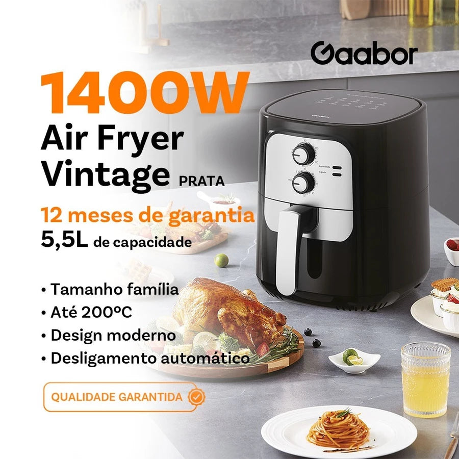 Gaabor Fritadeira Air Fryer Grande Capacidade 5,5L Regulação de Temperatura Constante Timer AF65M01A