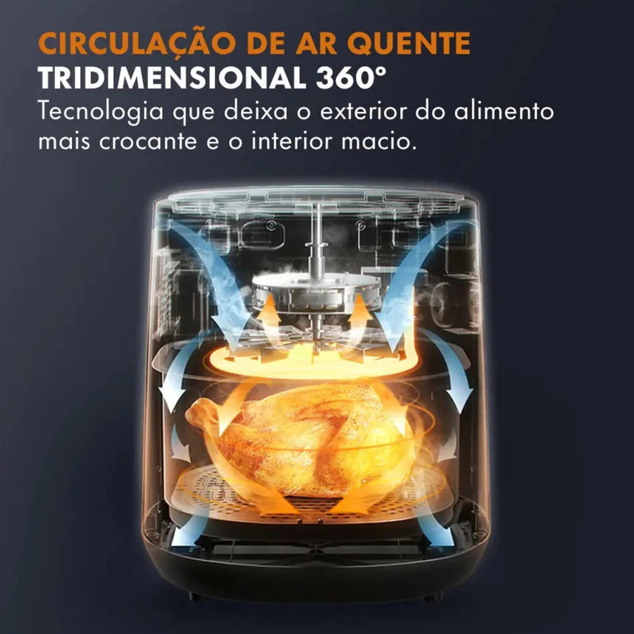 Fritadeira Air Fryer Oven Gaabor 12L Digital Preta 2000W com Janela, Luz Interna e Funções Forno