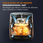 Fritadeira Air Fryer Oven Gaabor 12L Digital Preta 2000W com Janela, Luz Interna e Funções Forno