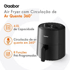 Fritadeira Elétrica Gaabor 4L 1300W com Circulação de Ar 360°, Cozimento Uniforme, Timer, Temperatura e Desligamento Automático AF-40M02A