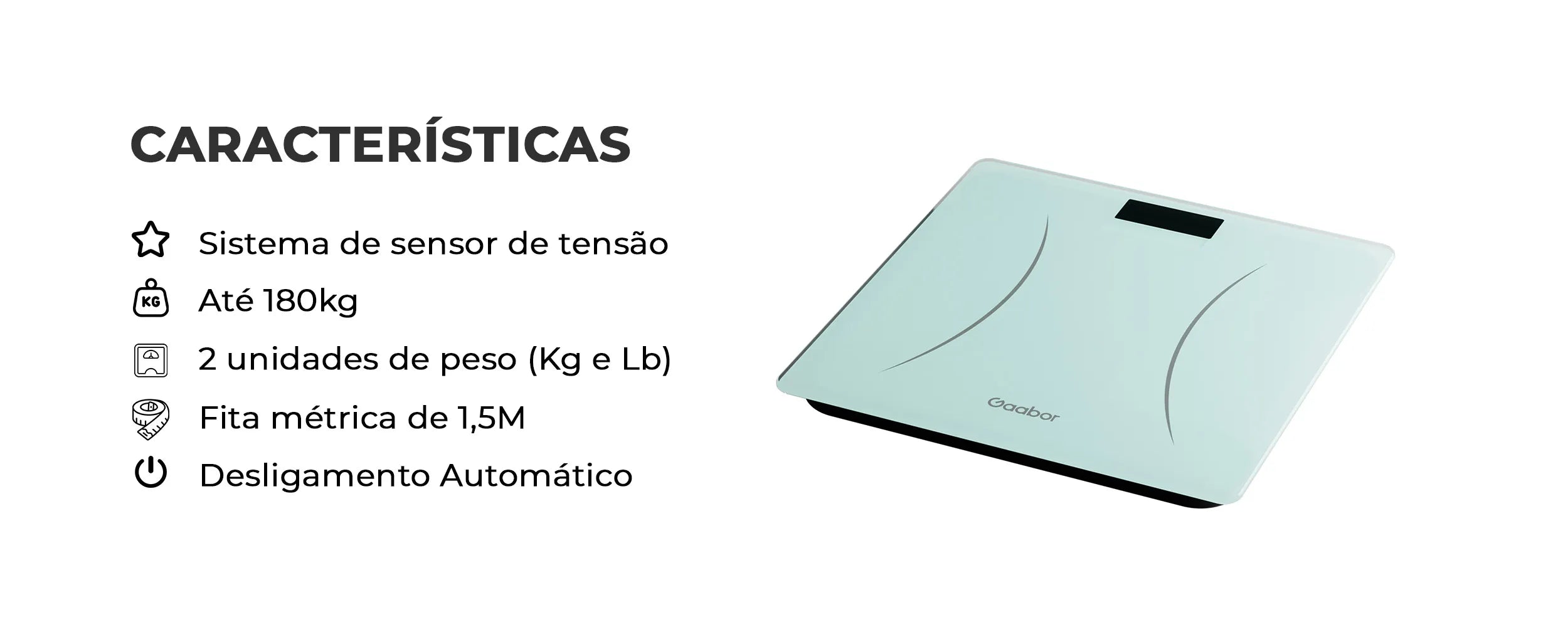 Gaabor Balanca Digital LED Grande Tela HD Ate 180kg Verde GWS-M03A