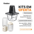 Venda em combo Gaabor Espremedor de frutas portátil USB 350 ml + 280 ml FP03T + Moedor de carne 2L MG-15M02A