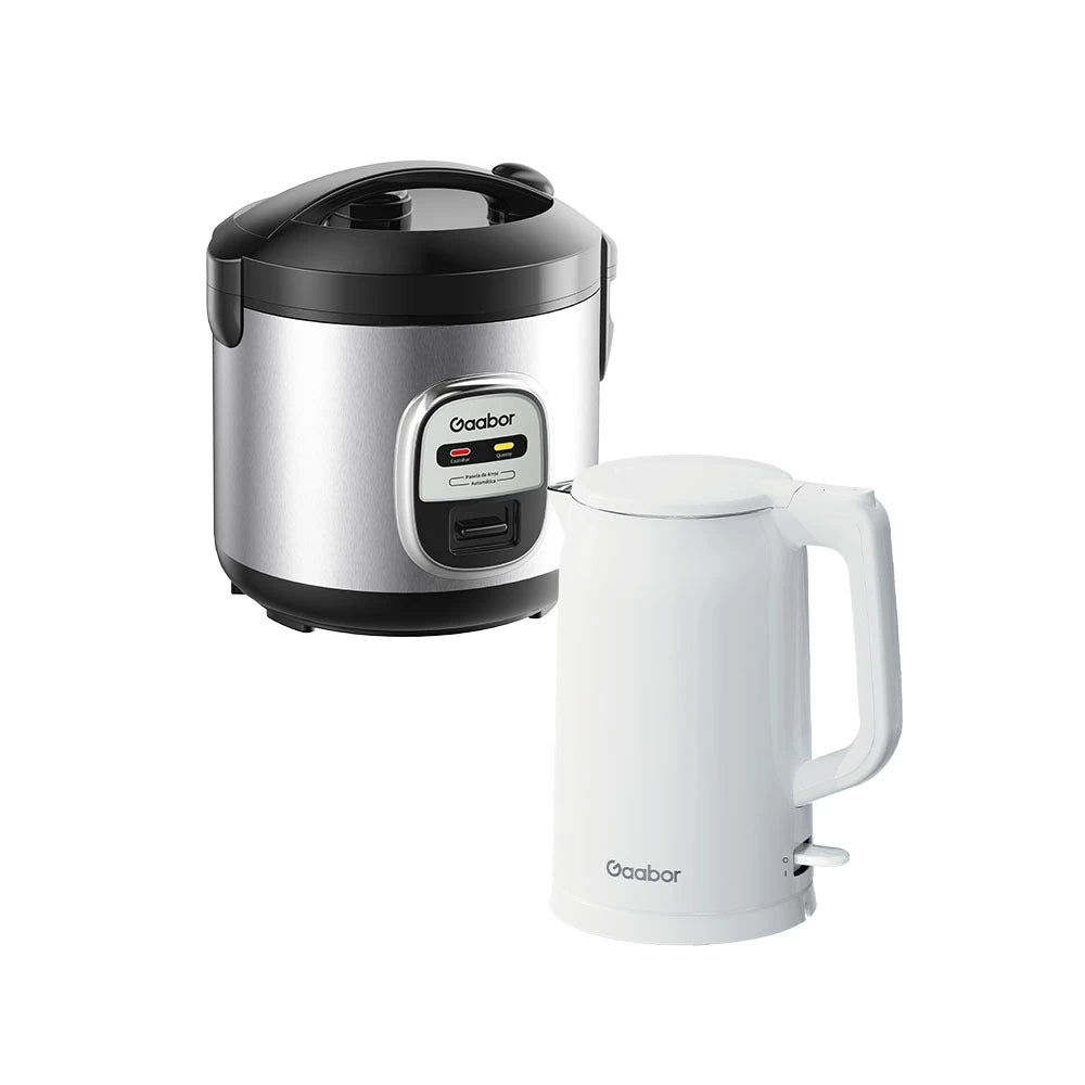 Gaabor Panela de Arroz 2L RC20M + Chaleira 1,7L EK20M com Tecnologia Antiaderente e Fácil Limpeza Venda em Conjunto