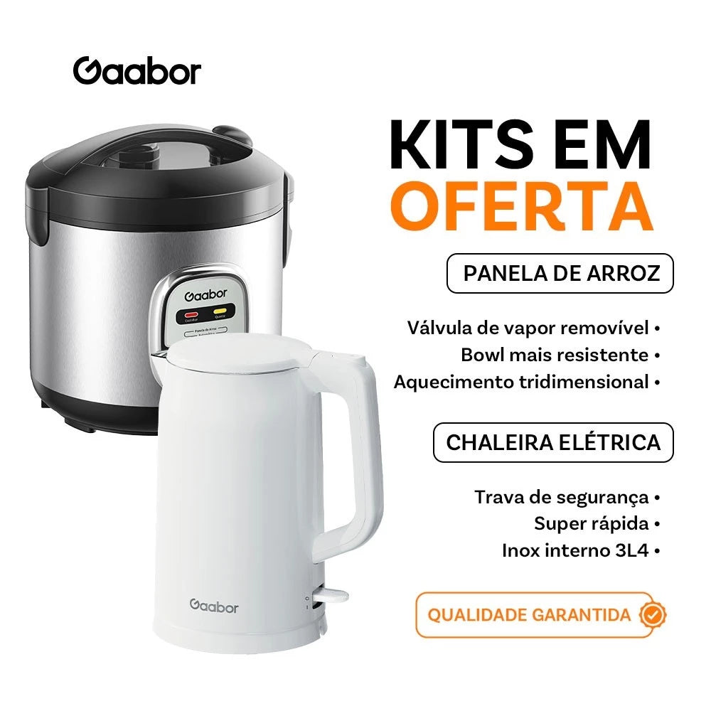 Gaabor Panela de Arroz 2L RC20M + Chaleira 1,7L EK20M com Tecnologia Antiaderente e Fácil Limpeza Venda em Conjunto