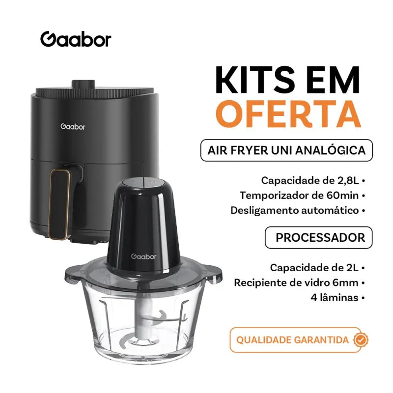 Kit Processador de Alimentos & Air Fryer Gaabor UNI Analógica