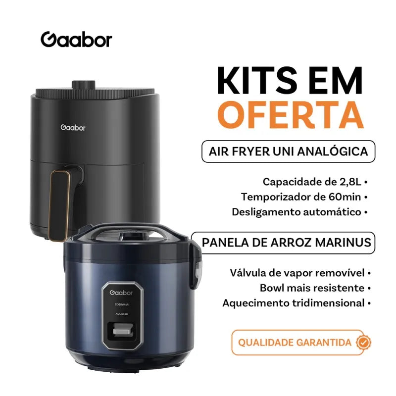 Kit Panela de Arroz Gaabor Marinus and Air Fryer UNI Analógica