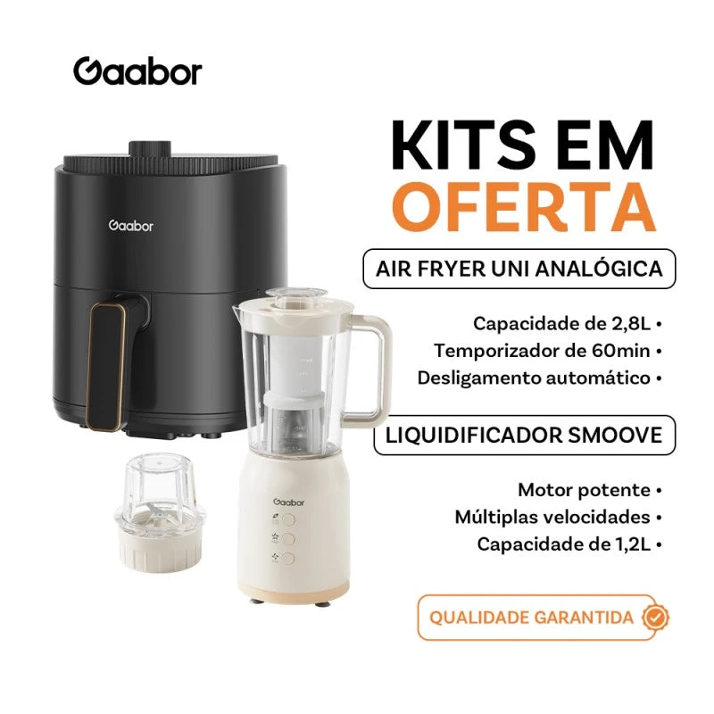 Kit Gaabor Blender SMOOVE+ e Air Fryer UNI Analógica