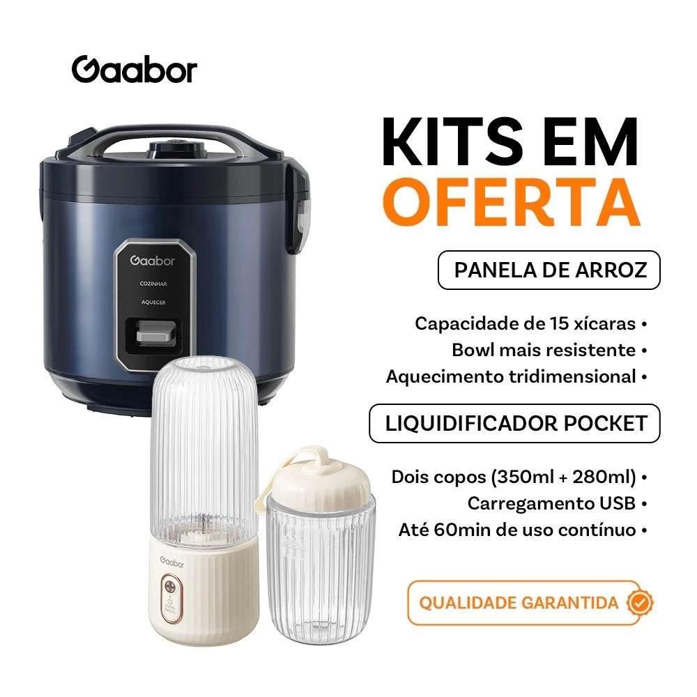 Venda em conjunto Gaabor Panela de Arroz Azul RC50M + Espremedor de frutas portátil USB 350 ml + 280 ml FP03T