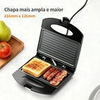 Sanduicheira Gaabor Preta 800W Dupla Face Antiaderente Compacta Leve Placa Grande EH-M03A