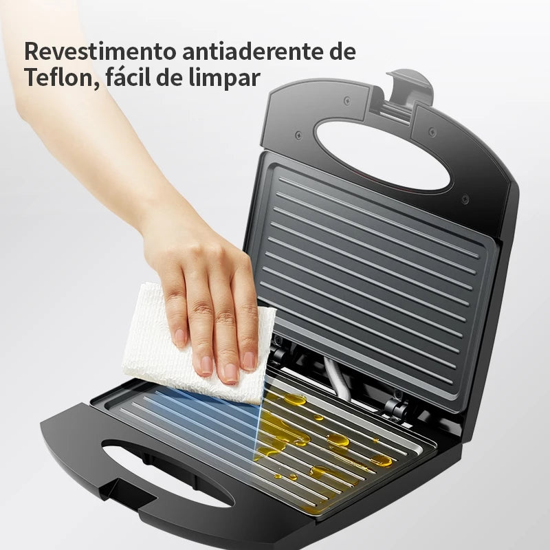 Sanduicheira Gaabor Preta 800W Dupla Face Antiaderente Compacta Leve Placa Grande EH-M03A
