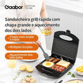 Sanduicheira Gaabor Preta 800W Dupla Face Antiaderente Compacta Leve Placa Grande EH-M03A