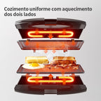 Sanduicheira Gaabor Preta 800W Dupla Face Antiaderente Compacta Leve Placa Grande EH-M03A