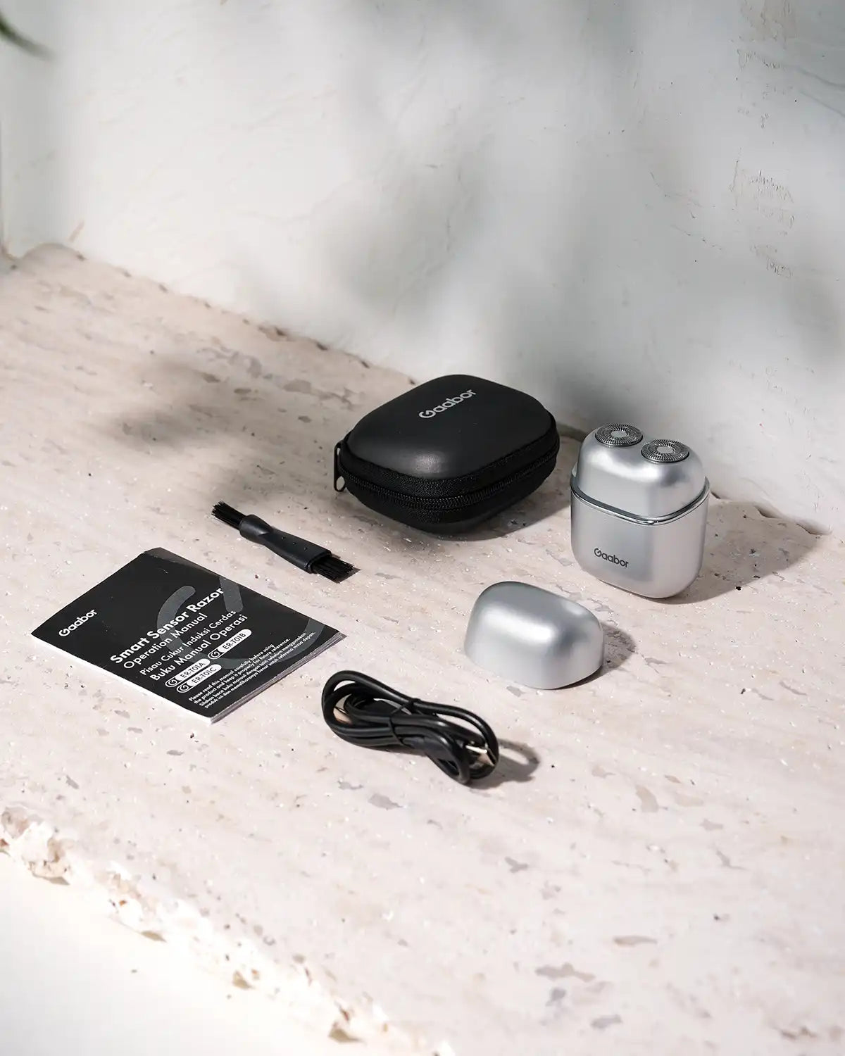 Gaabor Silver Pocket Electric Shaver and Razor for Men ER-T01A