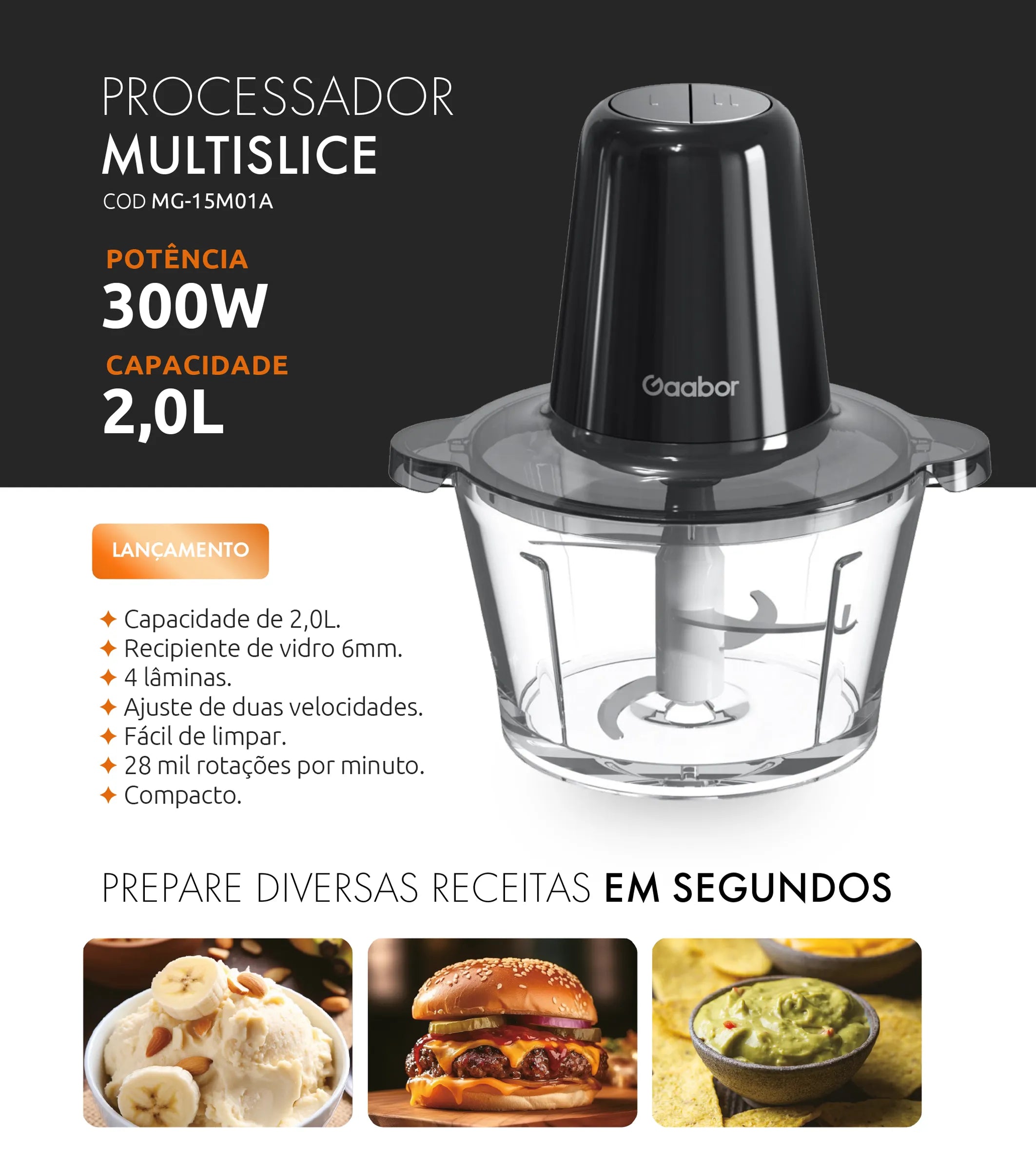 Gaabor electric meat grinder features a large 2-liter capacity, non-toxic glass material MG-15M02A