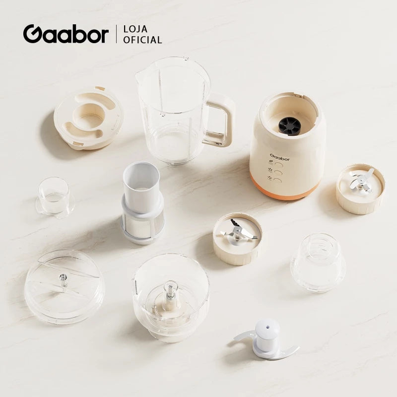 Processador de alimentos Gaabor 3 em 1 com 3 tigelas, 3 lâminas, bivolt, 400 W, aço inoxidável, JM-12E01A