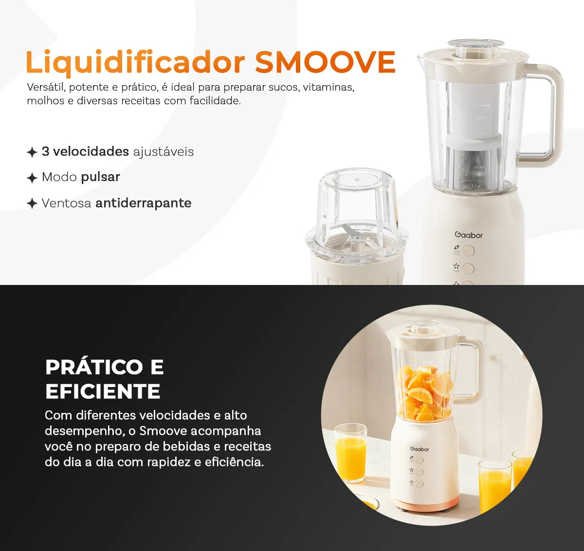 Processador de alimentos Gaabor 3 em 1 com 3 tigelas, 3 lâminas, bivolt, 400 W, aço inoxidável, JM-12E01A